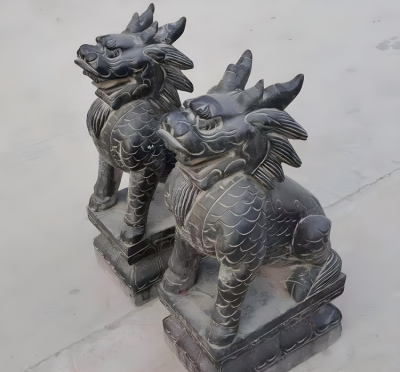 宅院门口摆件一对镇宅辟邪青石石雕麒麟雕塑