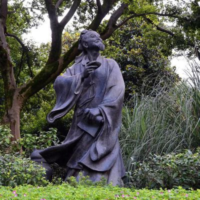 铸铜历史名人茶圣陆羽雕像