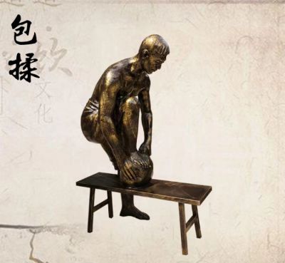 玻璃钢包揉的景区茶文化人物雕塑