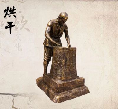 茶文化景区摆件玻璃钢烘干的茶农雕塑