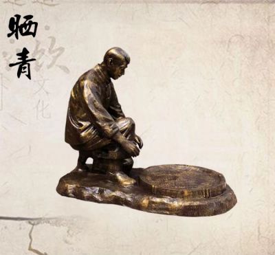茶文化户外玻璃钢仿铜晒青雕塑