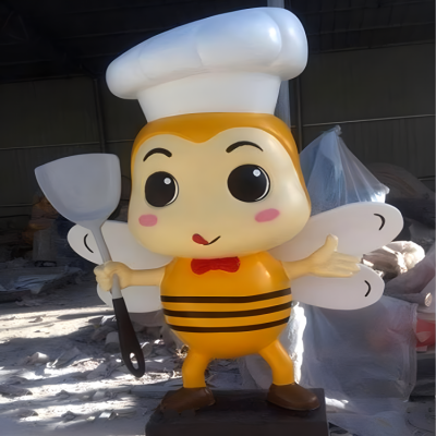 创意玻璃钢卡通蜜蜂厨师雕塑