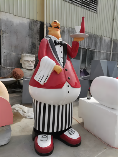 酒店装饰摆件玻璃钢卡通人物西餐厨师雕塑