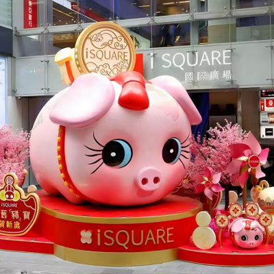 商业街动物景观装饰大型落地摆件玻璃钢卡通生肖猪雕塑
