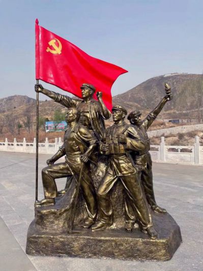 抗战人物玻璃钢仿铜雕塑