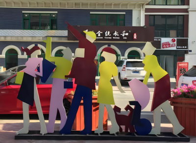 不锈钢剪影购物主题人物雕塑