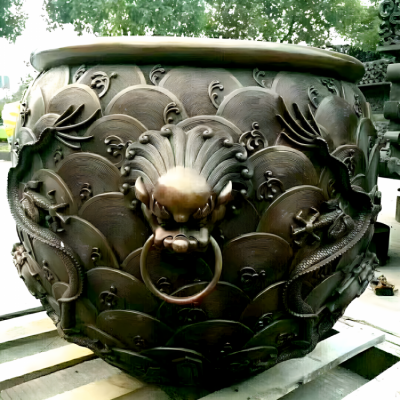 雕花铜缸