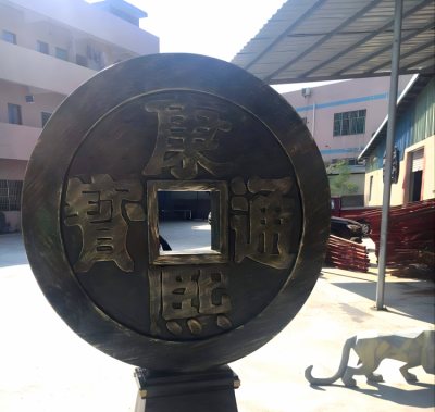 玻璃钢仿铜钱币小钱雕塑摆件