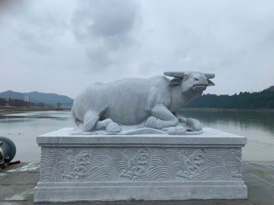 镇水水牛花岗岩石雕动物雕塑
