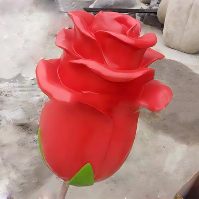 玻璃钢玫瑰花雕塑