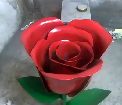 不锈钢玫瑰花雕塑