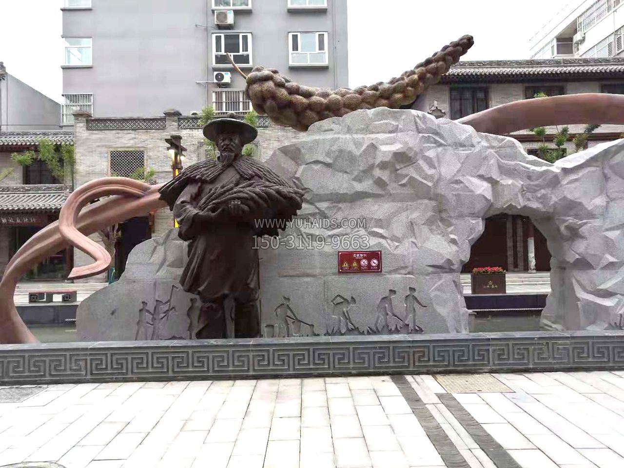 山西运城盬街后稷稼穑情景铜雕景观雕塑